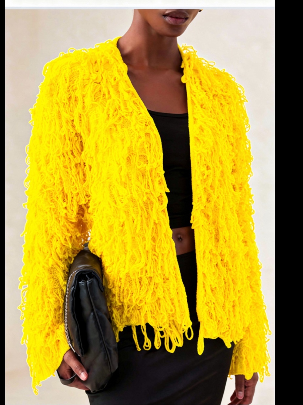 SHEIN Shag fringe open-front knit cardigan. New size 2